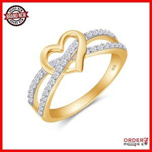 Infinity Heart Promise Ring 14K Gold Over Sterling Silver Size 6